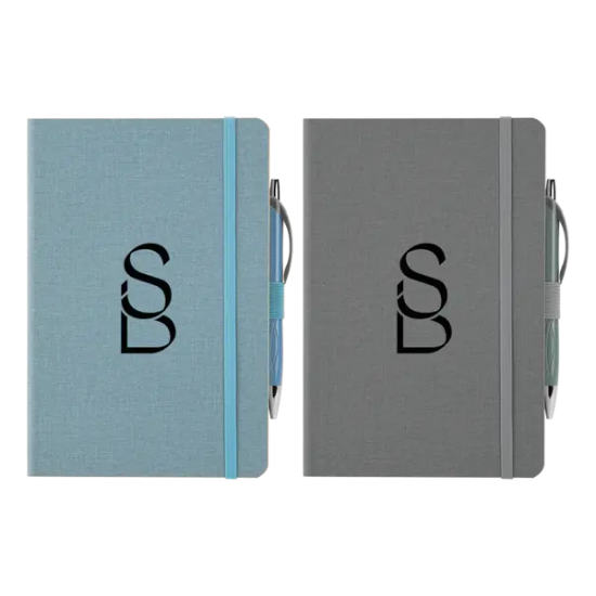 Crosshatch PU Notebook With Pen - Group