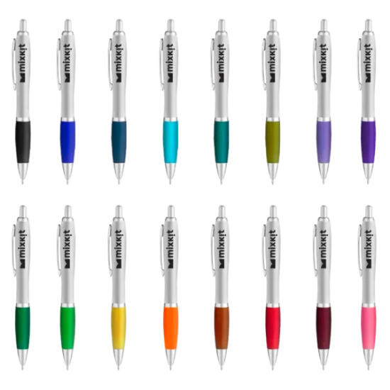 Curvaceous Silver Matte Ballpoint Pen - Group