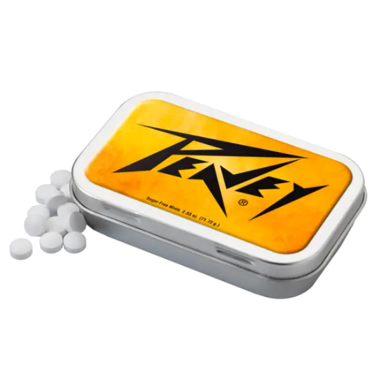 3 3/4" x 2 3/8" Large Rectangular Hinged Tin with Mints - Group