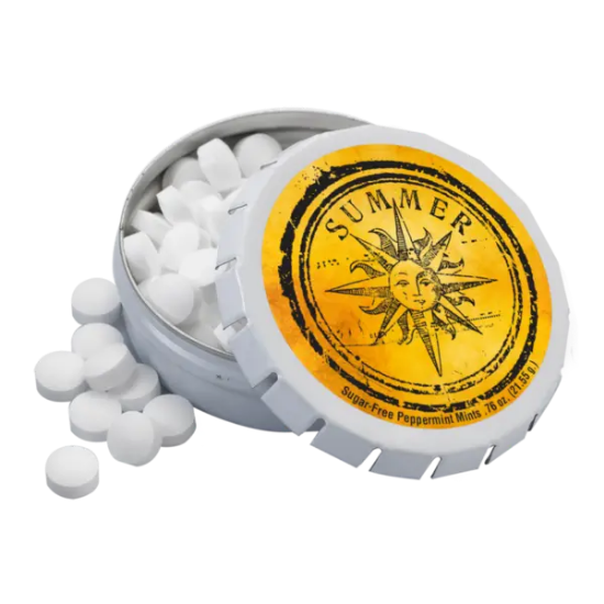 2 1/8" Large Round Push Tin with Mints - Group