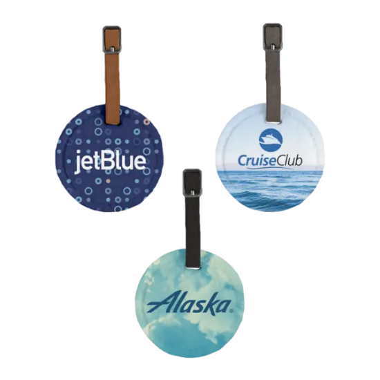 Hayes Dye-Sublimated Felt Round Luggage Tag - Group