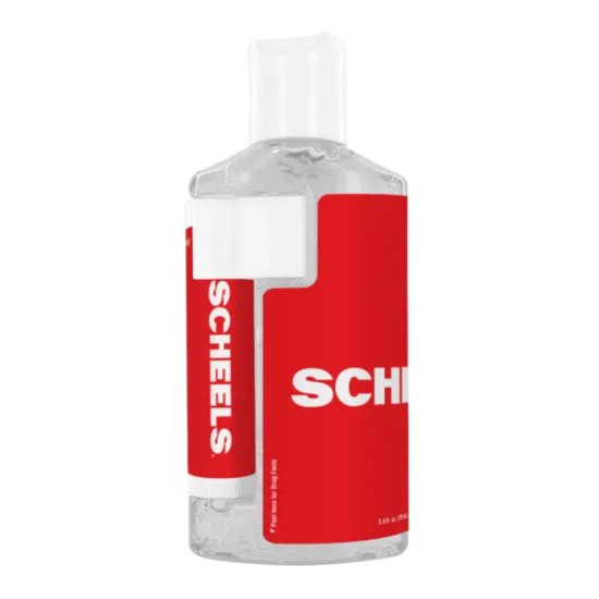 2 oz Duo Bottle with Clear Gel Sanitizer and SPF 15 Lip Balm in White Tube - Group