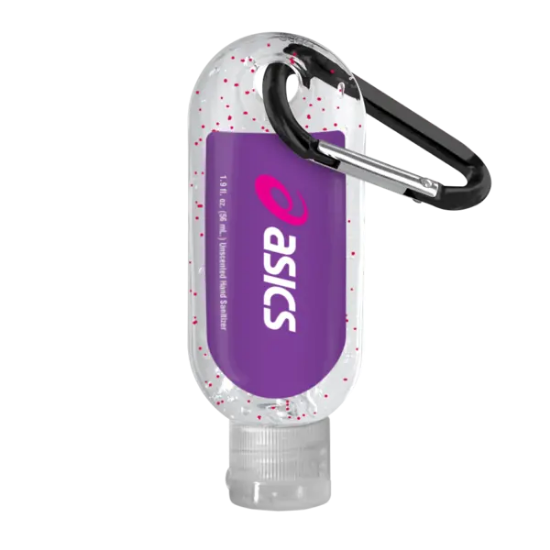 1.9 oz. Single Color Moisture Bead Sanitizer in Clear Bottle with Carabiner - Group