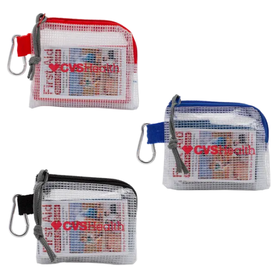 First Aid Kit in a Zippered Clear Nylon Bag - Group