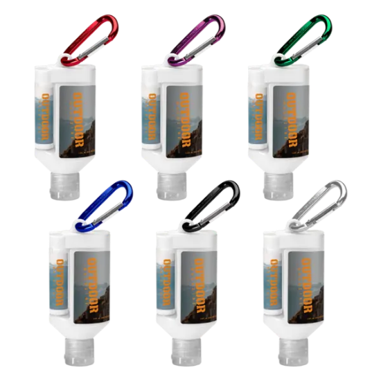 1.9 oz Duo Bottle SPF 30 Sunscreen + SPF 15 Lip Balm + Carabiner - Group