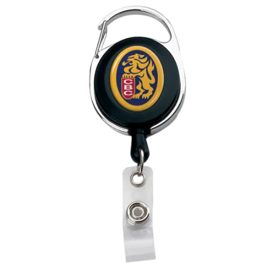 IMPORT Oval Carabiner Metal/Plastic Retractable Badge Reel