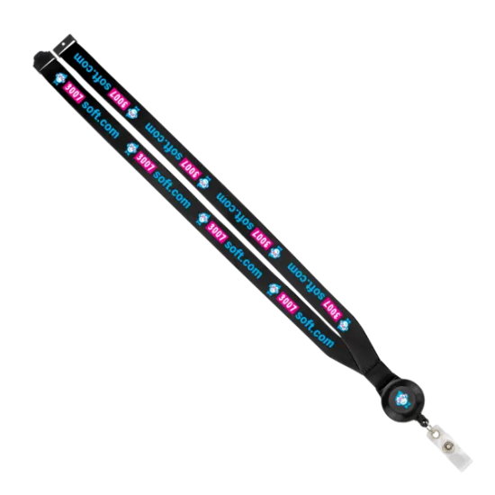 IMPORT 3/4" Dye-Sublimated Lanyard with Retractable Badge Reel and IPH7 back of neck convenience rel