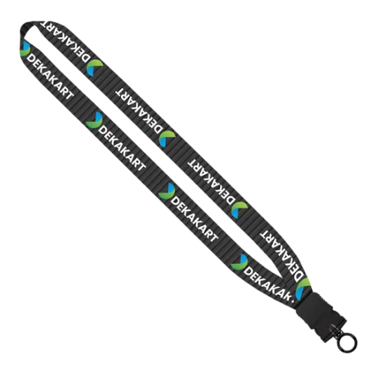 1" Dye-Sublimated Lanyard with Plastic Snap-Buckle Release and Plastic O-Ring