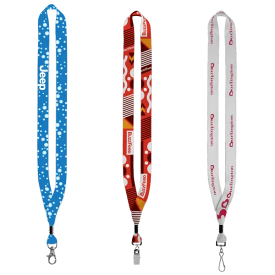 3/4" Dye-Sublimated Lanyard with Silver Tone Metal Crimp & Split Ring