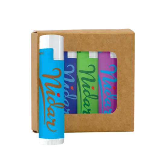 SPF 15 Lip Balm 4-Pack in Kraft Window Box