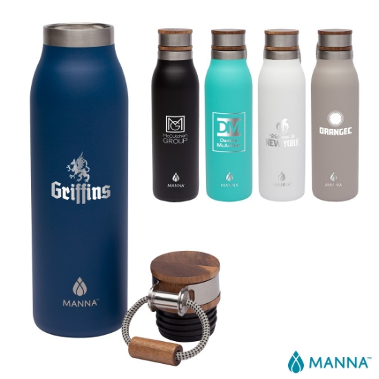 Manna 18 oz. Ascend Stainless Steel Water Bottle w/ Acacia Lid