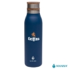 Manna 18 oz. Ascend Stainless Steel Water Bottle w/ Acacia Lid - Navy