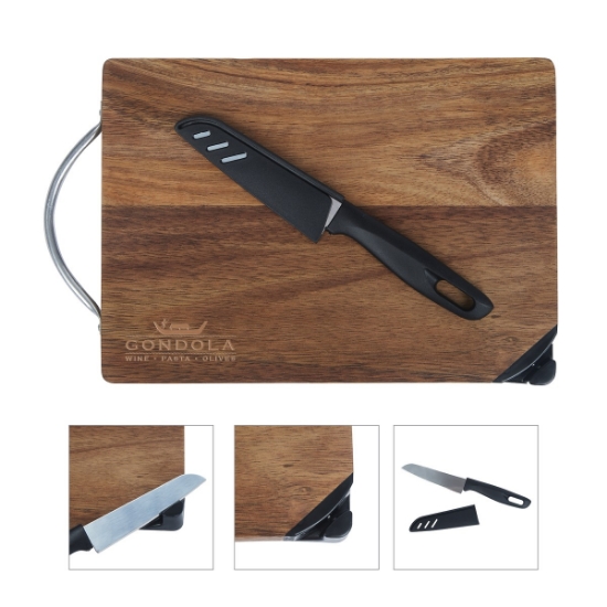 Gordon Acacia Wood Cutting Board & Knife Set