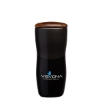 Tarrazu 12 oz. Double Wall Ceramic Tumbler w/ Wood Lid - Black