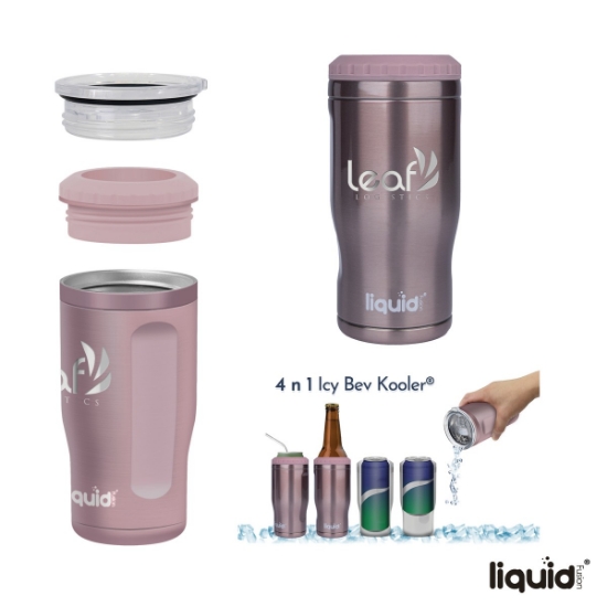 Liquid Fusion Icy Bev Kooler 4-In-1 Double Wall Stainless Steel Can Cooler / Tumbler