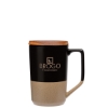 Mogiana 15 oz. Two-Tone Ceramic Mug w/ Wood Lid - Black