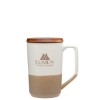 Mogiana 15 oz. Two-Tone Ceramic Mug w/ Wood Lid - White