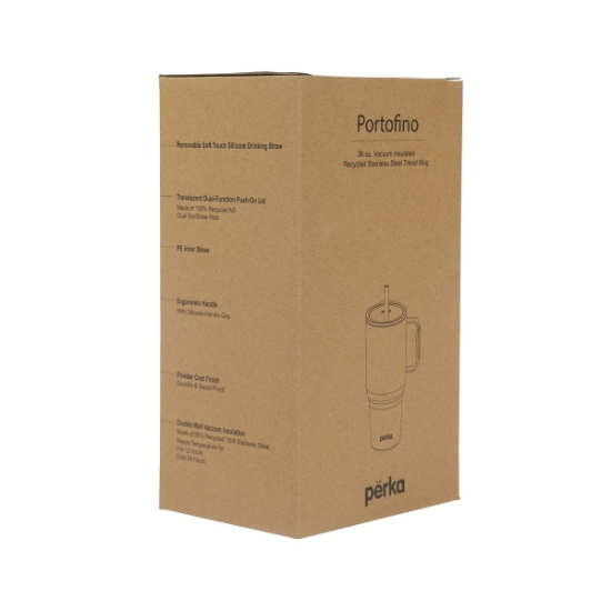 Perka Portofino 36 oz. Double Wall Recycled Stainless Steel Travel Mug