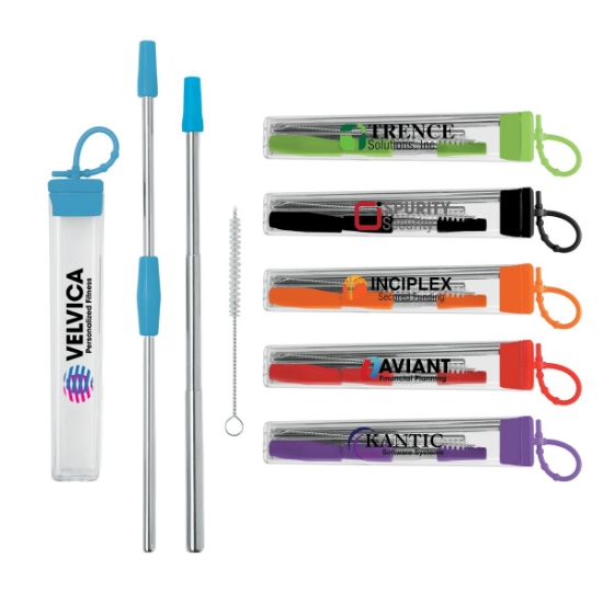 Cosmopolitan 7-Piece, 2-Straw Stainless Steel Set