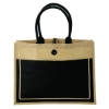 Camden Natural Jute Tote - Black