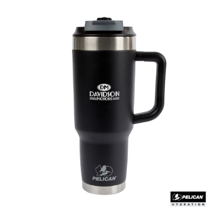 Pelican Porter Dual 40 oz. Dual Lid, Recycled Double Wall Stainless Steel Travel Tumbler - Black