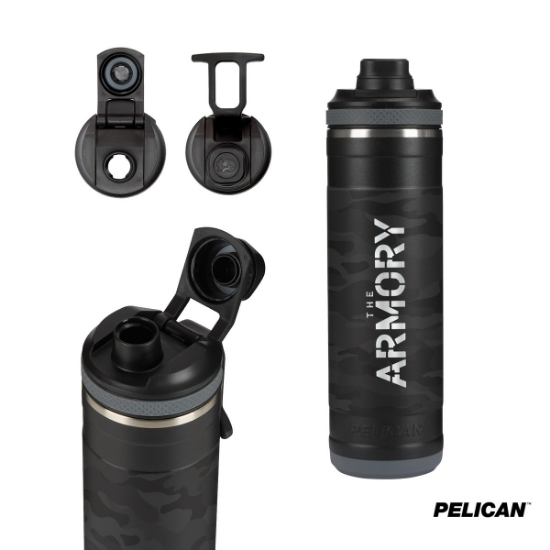 Pelican Pacific Chug 26 oz. Recycled Double Wall Stainless Steel Black Camo Water Bottle