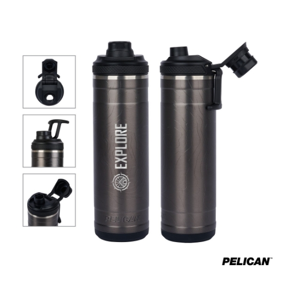 Pelican Pacific Chug 26 oz. Topographical Recycled Double Wall Stainless Steel Water Bottle