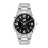 Men's Silver Stainless Steel Case Watch Men's Silver Stainless Steel Case, Black Sunray Dial, and Bl - Black