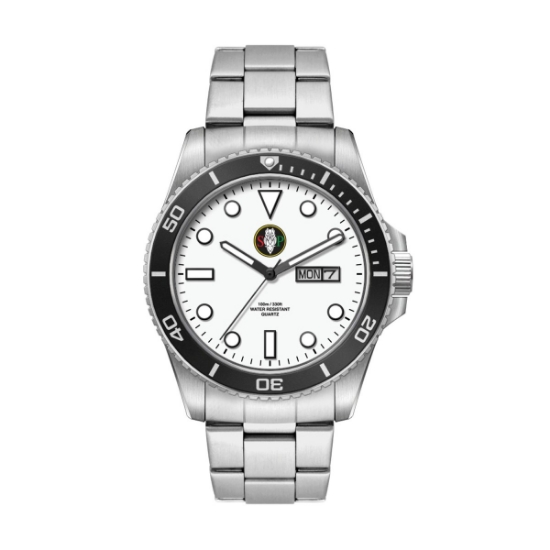 42.5mm, Ss, Silver Case, Bk Bezel, 3-Hand Mvt, Day-Dte