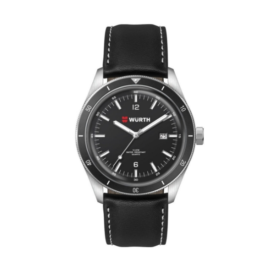 41mm, Ss, Silver Case, Bk Bezel, 3-Hand Mvt, Dte