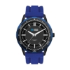 Wc9266 43.5mm Metal Black Case, 3 Hand Mvmt, Black Dial, Blue Ring, Silicone Strap, Flat Mineral Cry - Black