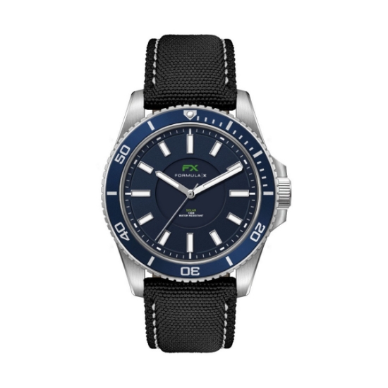 42.5mm, Ss, Silver Case, Bl Bezel, 3-Hand "Solar" Mvt