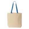 Natural Tote with Contrast-Color Handles - Natural/ Royal