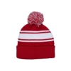 Knit Beanie With Pom Pom - Red-White