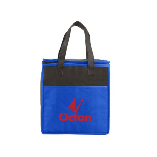 Two-Tone Flat Top Insulated Non-Woven Shopping Tote Bag