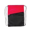 Two-Tone Poly Drawstring Backpack With Zipper - Red