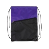 Two-Tone Poly Drawstring Backpack With Zipper - Purple