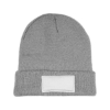 Knit Beanie With Patch - Gray
