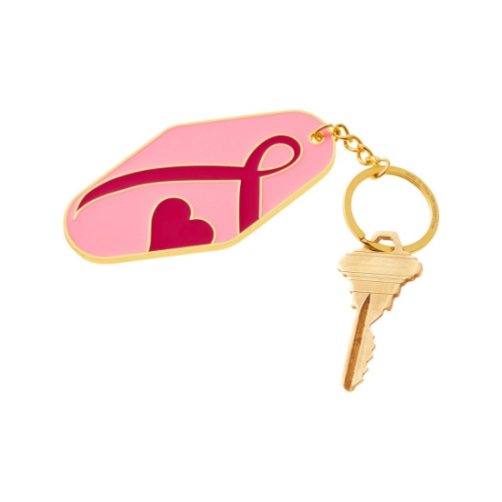 Breast Cancer Awareness Pink Ribbon Metal Keychain - Brst Cncr Awns