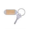 Bamboo & Metal Oval Keychain - Natural