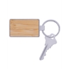 Bamboo & Metal Rectangle Keychain - Natural