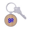 Bamboo & Metal Round Keychain