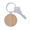 Bamboo & Metal Round Keychain - Natural