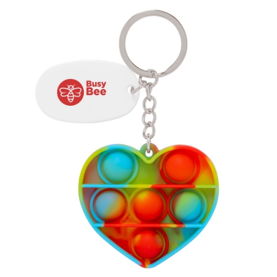 Push Pop Bubble Heart Fidget Sensory Keychain