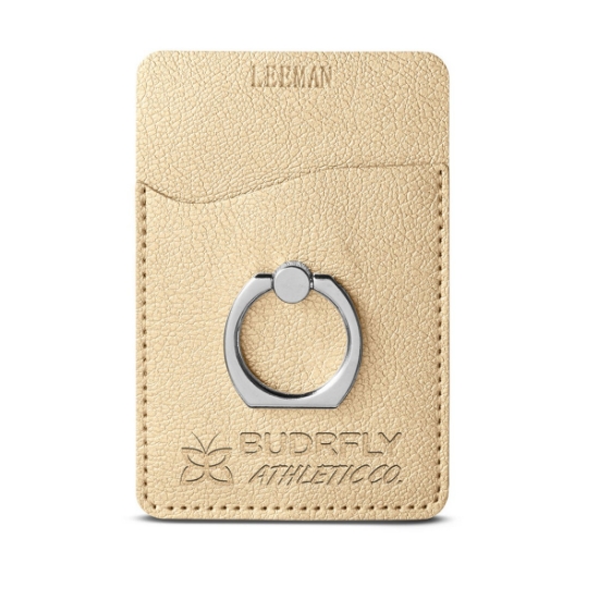 Shimmer Card Holder With Metal Ring Phone Stand