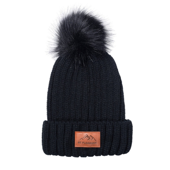 Knit Beanie With Fur Pom Pom