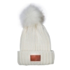 Knit Beanie With Fur Pom Pom - Cream