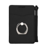 Tuscany Card Holder With Metal Ring Phone Stand And Stylus - Black