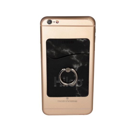 Marble Card Holder With Metal Ring Phone Stand