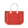 Seville Jute & Canvas Tote Bag - Red